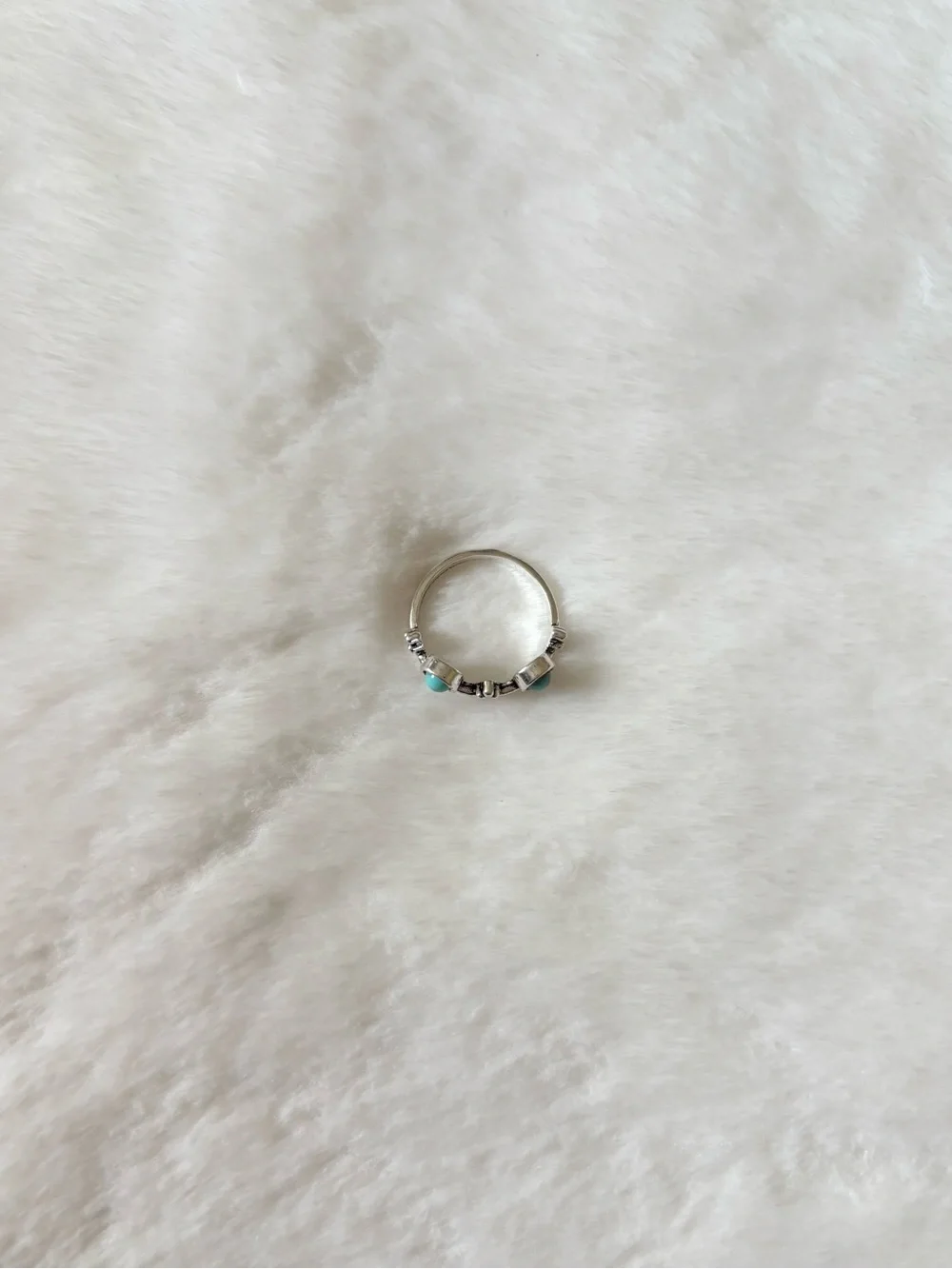 5/$15 🩷 MUST BUNDLE Turquoise Stone Double-Bezel Silver Ring